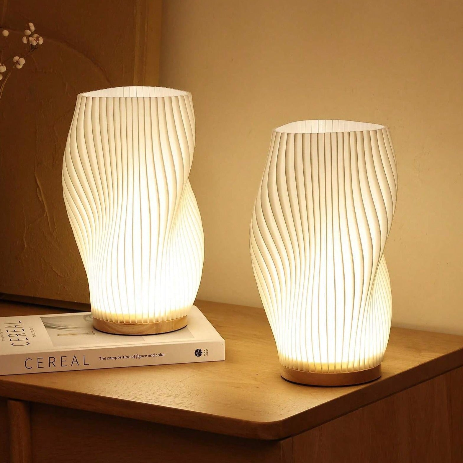 Lampe de Table : Élégance Naturelle en Lumière – Design Ondulé 1