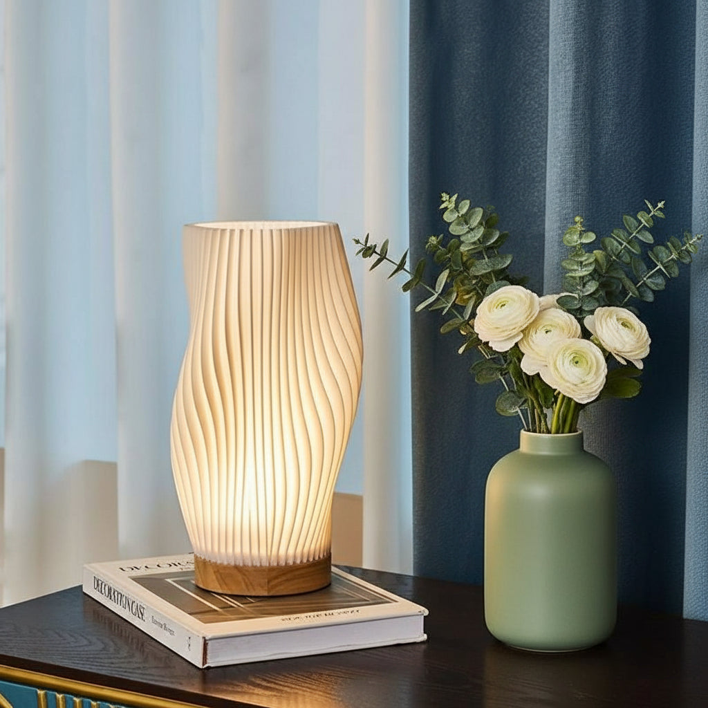 Lampe de Table : Élégance Naturelle en Lumière – Design Ondulé 2