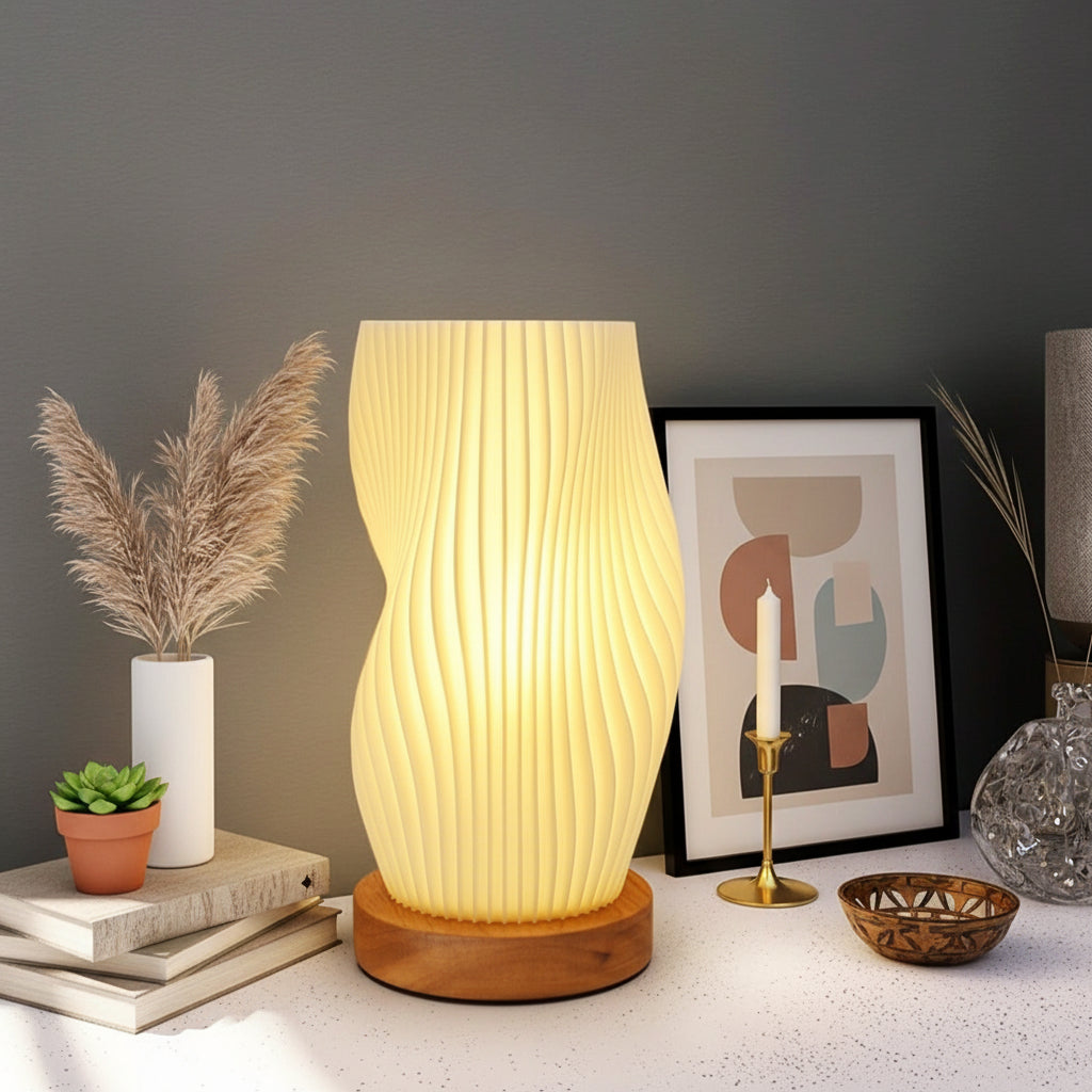 Lampe de Table : Élégance Naturelle en Lumière – Design Ondulé 4