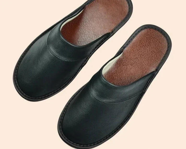 Pantoufles en cuir pour homme, légères