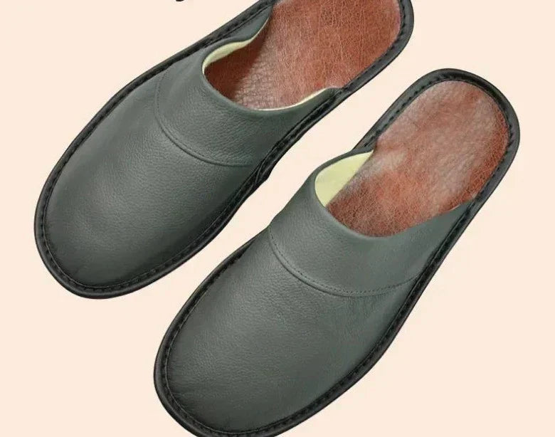 Pantoufles en cuir pour homme, légères