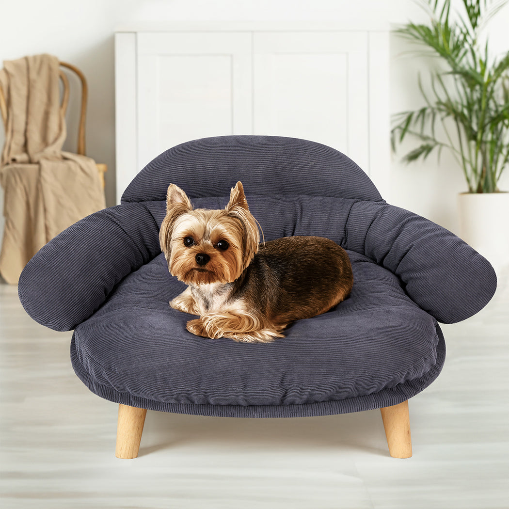Canapé surélevé pour chien et chat, pieds en bois