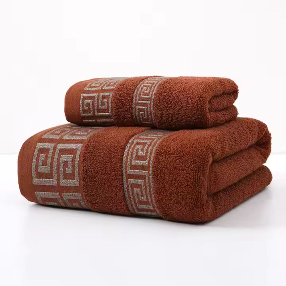 Lot de 2 Serviettes en Coton Éponge – Terra Bronze