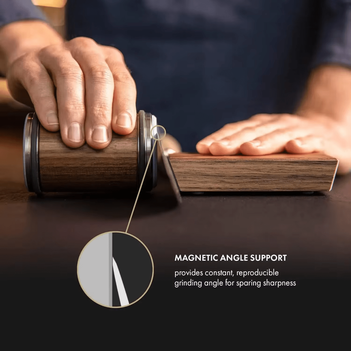 Maison Elmora | Aiguiseur de Couteaux en Bois avec Rouleau Diamanté | Outil Précis pour une Cuisine Élégante et Fonctionnelle 2