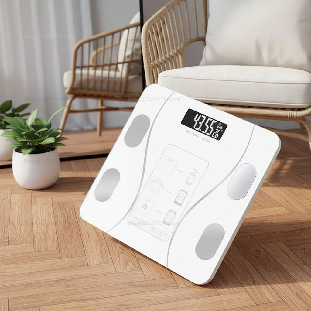 Maison Elmora | Balance d'Analyse Corporelle Intelligente en Verre | Design Élégant pour Suivre Votre Santé avec Précision 1