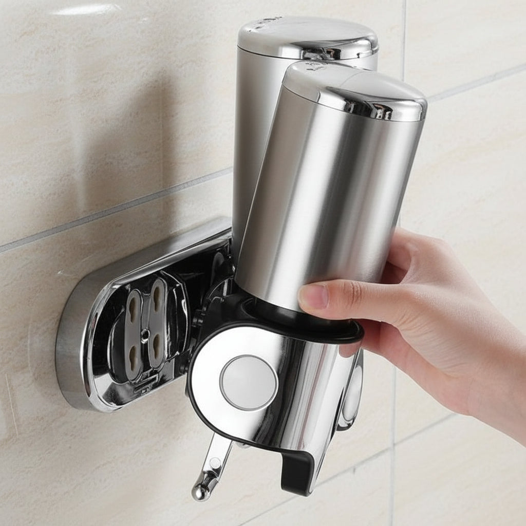 Maison Elmora | Distributeur Savon Mural en Acier Inoxydable | Design Élégant pour un Espace de Bain Organisé 0
