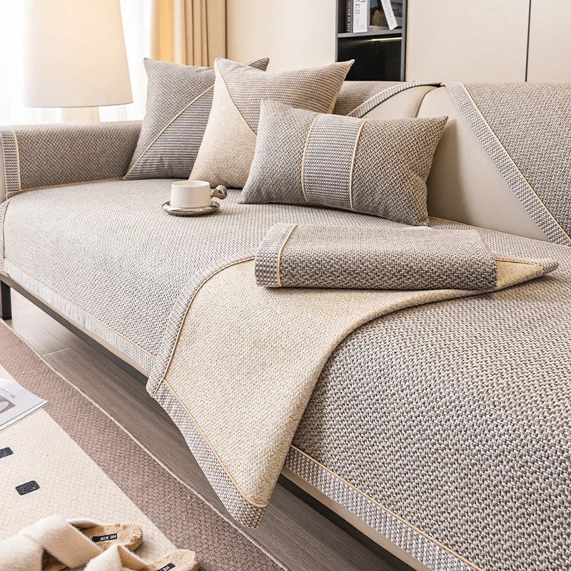 Maison Elmora | Housse de Canapé en Coton-Lin Antidérapante | Élégance Durable pour un Confort Optimal 3