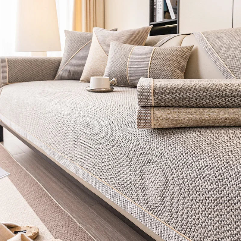 Maison Elmora | Housse de Canapé en Coton-Lin Antidérapante | Élégance Durable pour un Confort Optimal 5