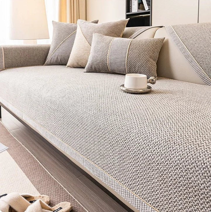 Maison Elmora | Housse de Canapé en Coton-Lin Antidérapante | Élégance Durable pour un Confort Optimal 6