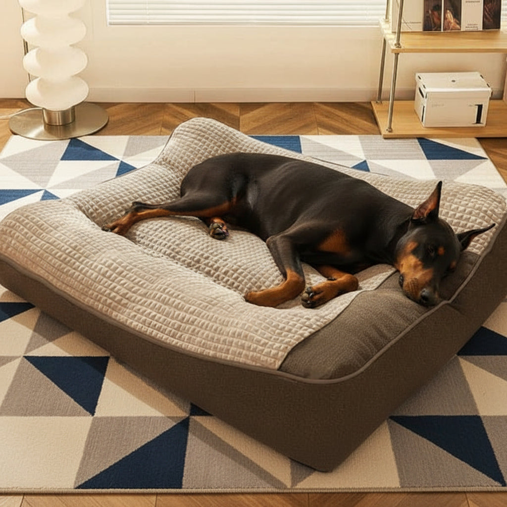 Maison Elmora | Lit Orthopédique pour Chien en Velours Cristal | Confort Élégant pour un Sommeil Sain et Apaisant 0