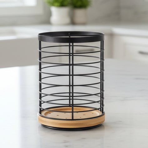 Maison Elmora | Organisateur Tiroir Cuisine Rotatif en Bambou | Design Élégant pour un Rangement Optimisé 0