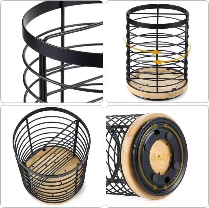 Maison Elmora | Organisateur Tiroir Cuisine Rotatif en Bambou | Design Élégant pour un Rangement Optimisé 4