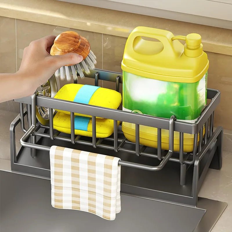 Maison Elmora | Organisateur de Cuisine en Acier Inoxydable avec Drainage | Élégance et Praticité pour un Évier Impeccable 2