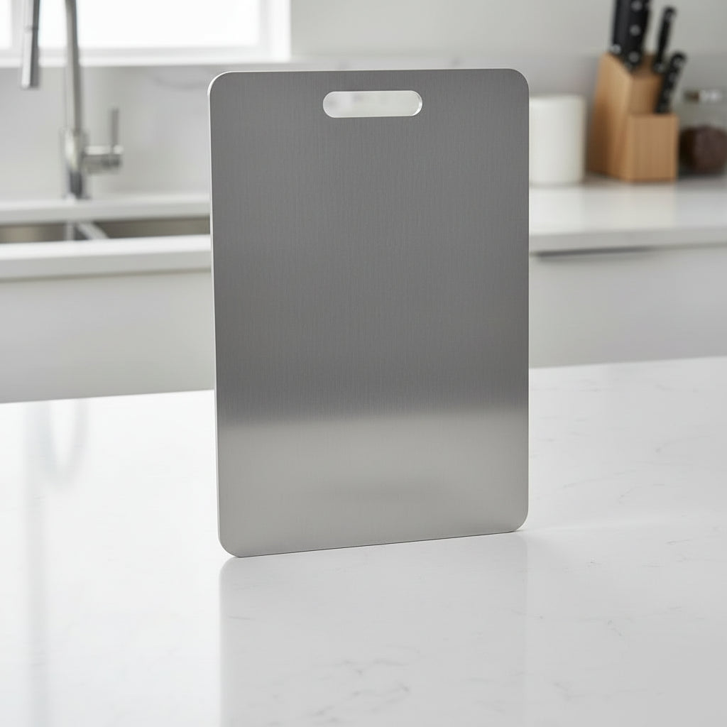 Maison Elmora | Planche à Découper en Acier Inoxydable TitanClean | Élégance Antibactérienne pour une Cuisine Moderne et Hygiénique 0