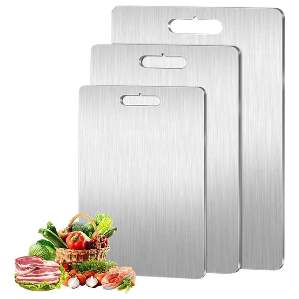 Maison Elmora | Planche à Découper en Acier Inoxydable TitanClean | Élégance Antibactérienne pour une Cuisine Moderne et Hygiénique 1