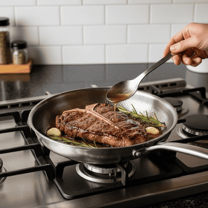 Maison Elmora | Poêle Inoxydable Premium Sans Revêtement | Ustensile Durable et Élégant pour une Cuisine Saine 1