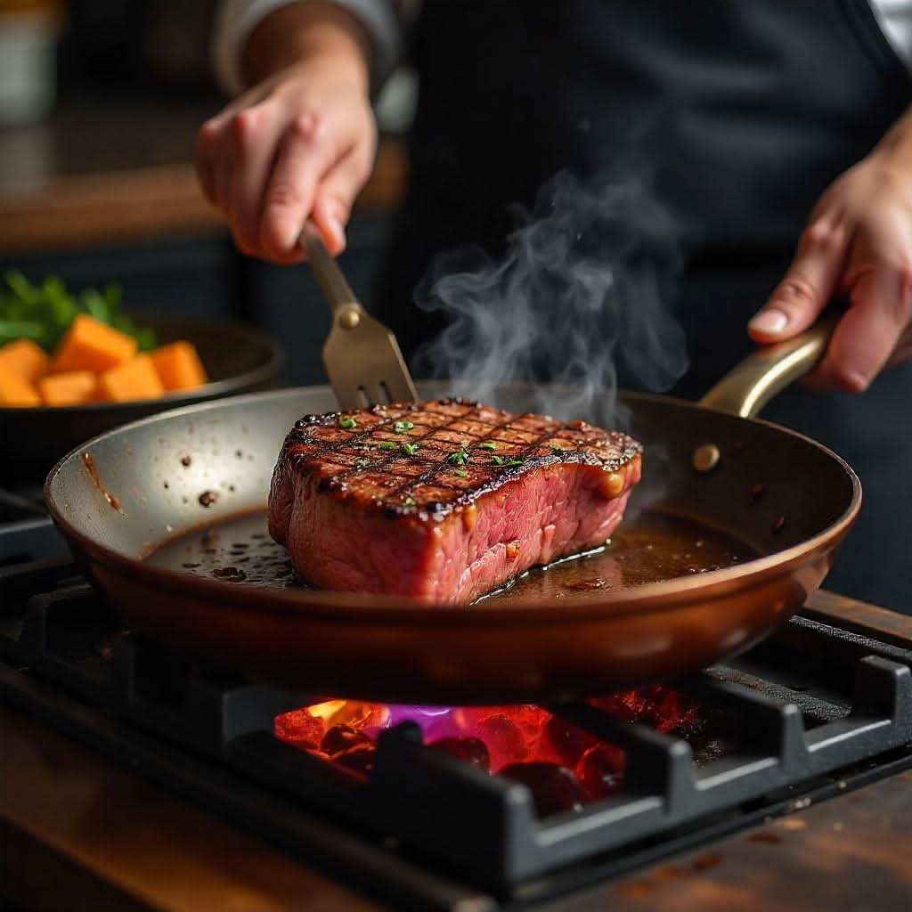 Maison Elmora | Poêle en Cuivre Professionnelle avec Revêtement Antiadhésif | Cuisine Élégante et Performante pour des Plats Parfaits 2