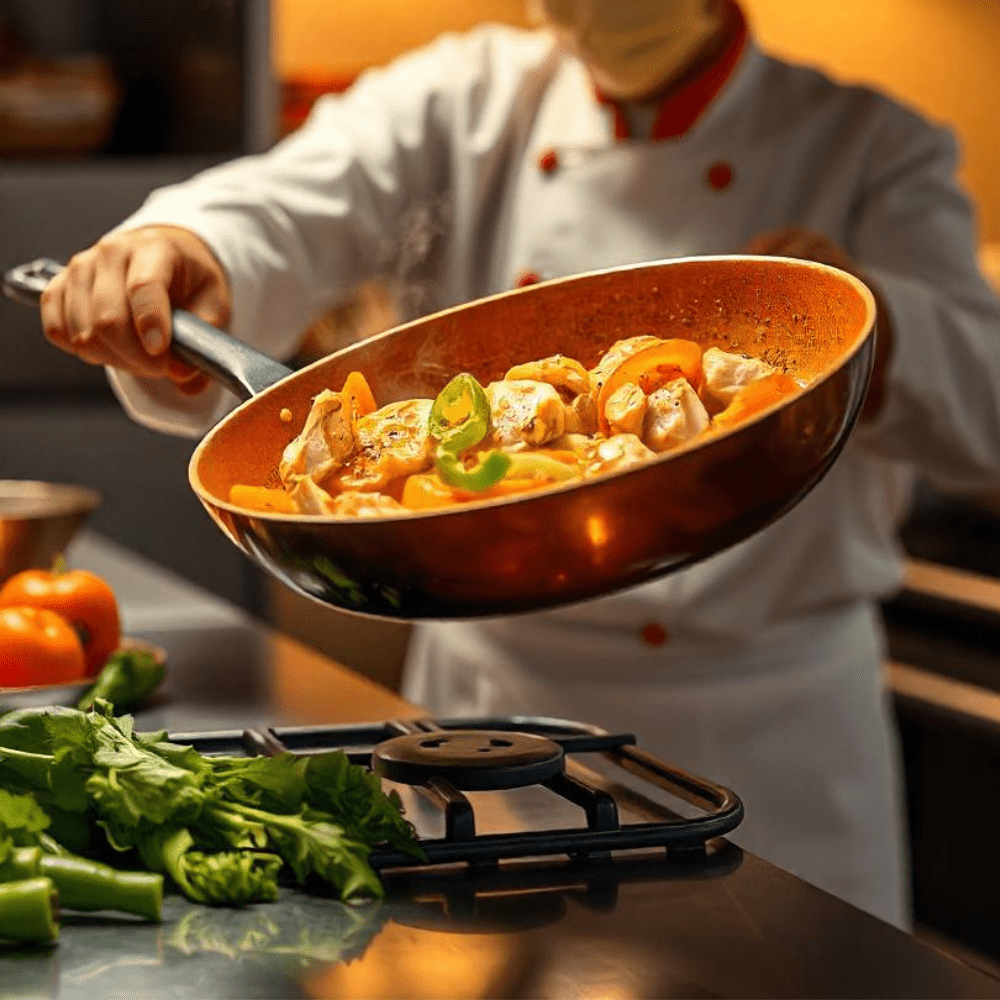 Maison Elmora | Poêle en Cuivre Professionnelle avec Revêtement Antiadhésif | Cuisine Élégante et Performante pour des Plats Parfaits 4