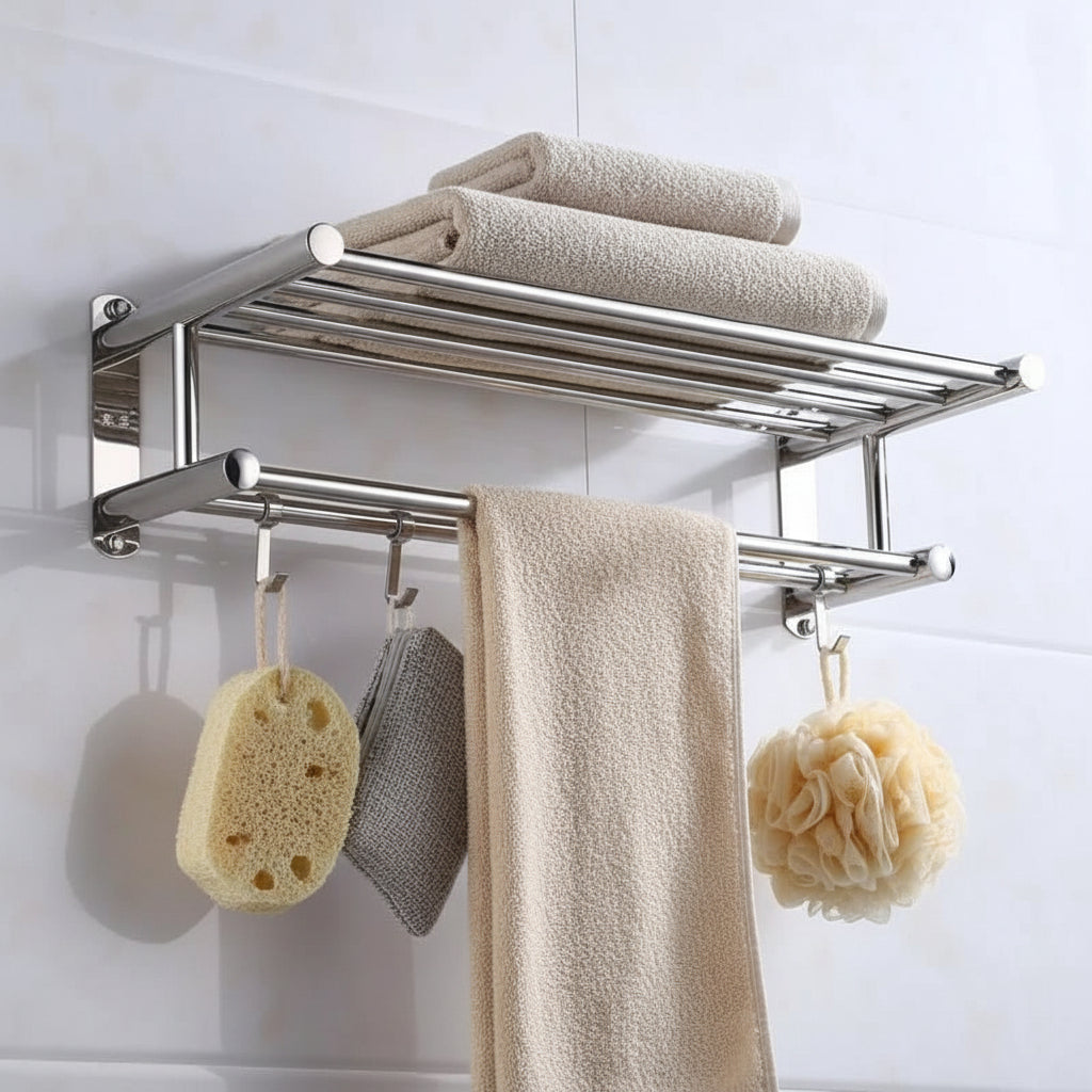 Maison Elmora | Porte Serviettes Mural en Acier Inoxydable Minimaliste | Élégance Durable pour une Salle de Bain Chic 0