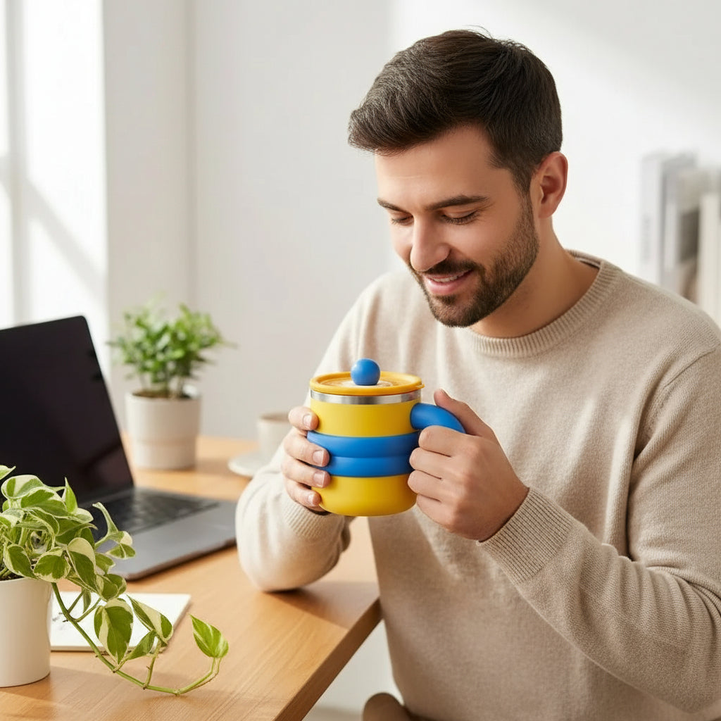 Maison Elmora | Tasse Isotherme en Acier Inoxydable au Design Élégant | Accessoire Pratique pour un Café Raffiné 4