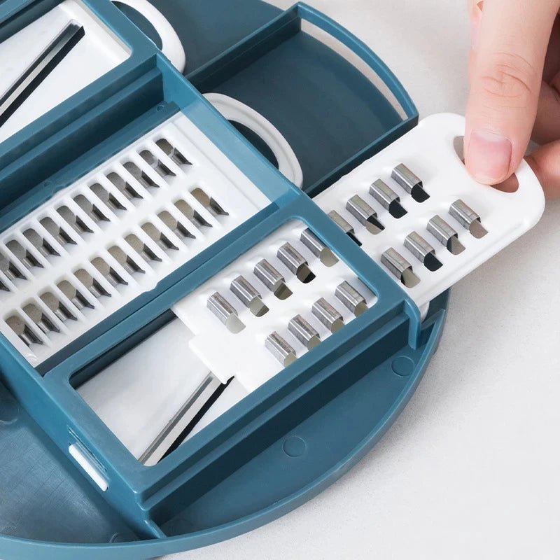 Maison Elmora | Trancheuse Multifonction 9-en-1 en Acier Inoxydable | Outil Élégant pour une Cuisine Organisée et Efficace 2