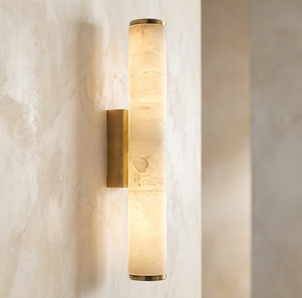 Marble-Effect Wall Sconce - Copper Accents 1