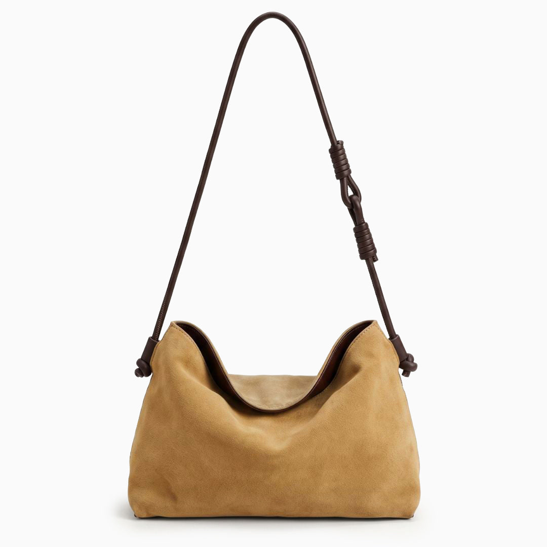 Suede Shoulder Bag with Knotted Adjustable Strap