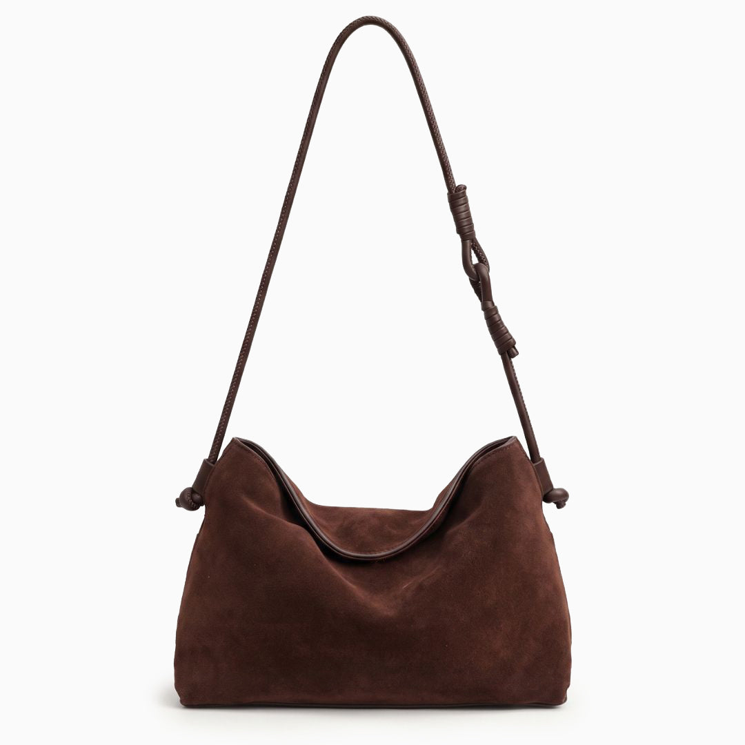 Suede Shoulder Bag with Knotted Adjustable Strap