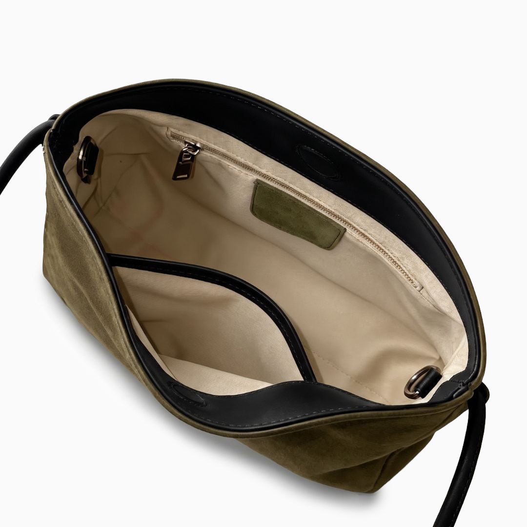 Suede Shoulder Bag with Knotted Adjustable Strap