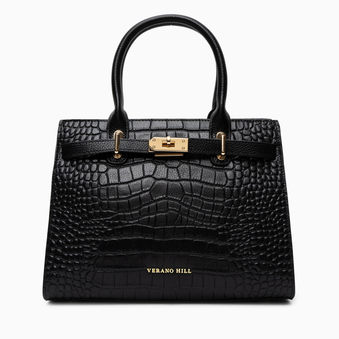 Sac à main en cuir texturé, bandoulière réglable