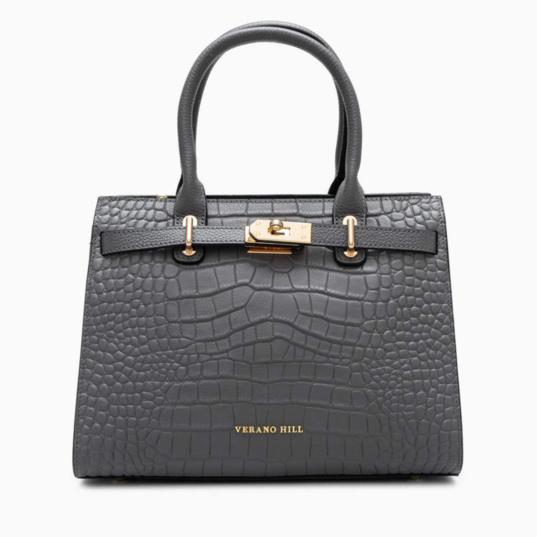 Sac à main en cuir texturé, bandoulière réglable