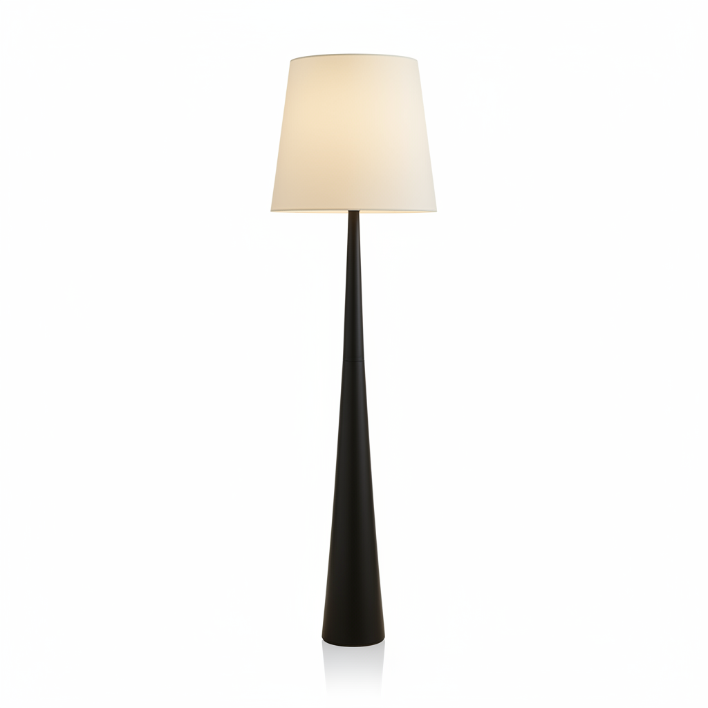 Matte Black Cone Floor Lamp - Soft Fabric Shade 0