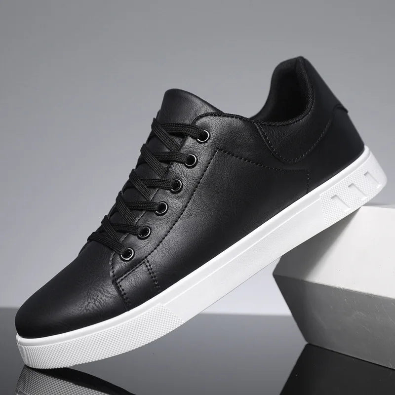 Men's Classic Vegan Leather Lace-Up Shoes - Stylish Lightweight Footwear for Everyday Comfort
