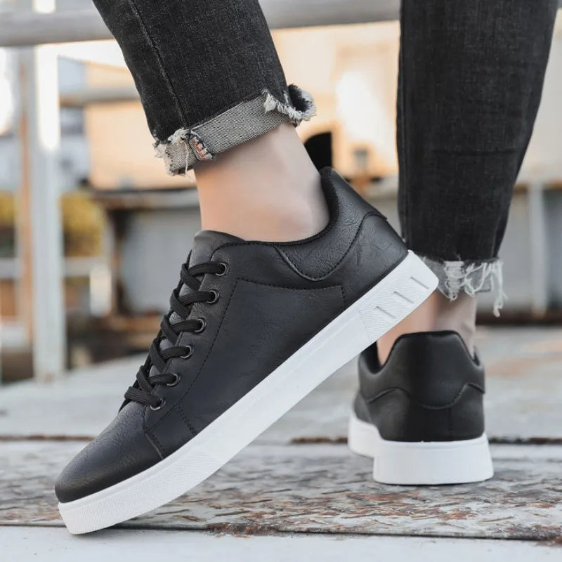 Men's Classic Vegan Leather Lace-Up Shoes - Stylish Lightweight Footwear for Everyday Comfort