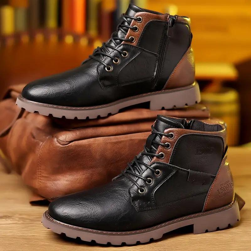 Men's Elegant Leather Dress Boots - Stylish Zippered Footwear for Formal Occasions