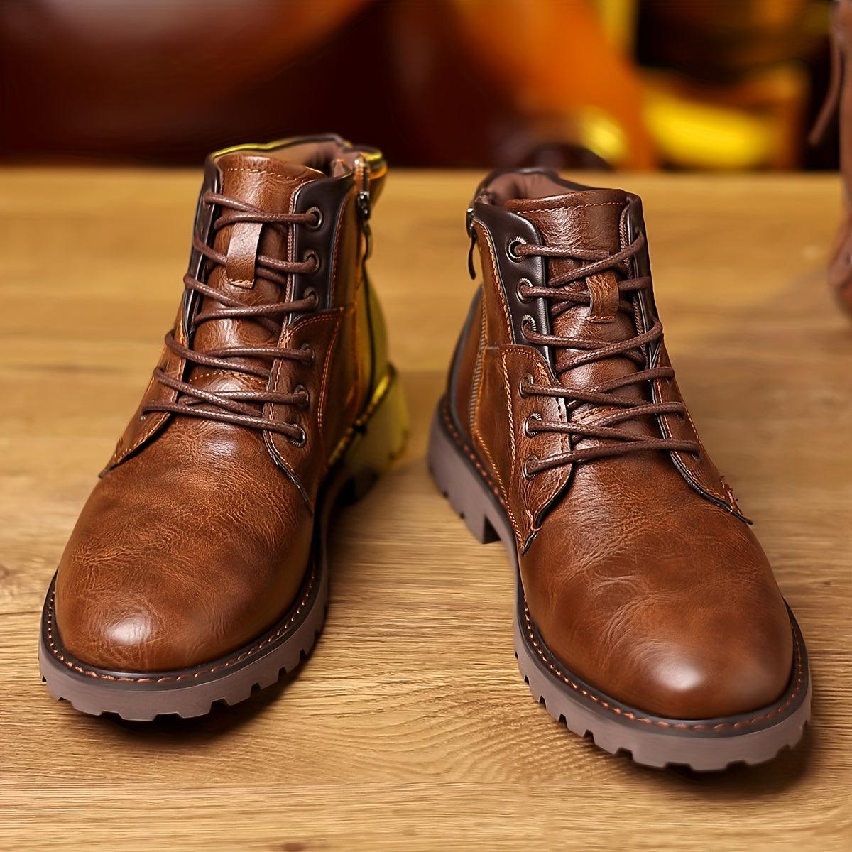 Men's Elegant Leather Dress Boots - Stylish Zippered Footwear for Formal Occasions