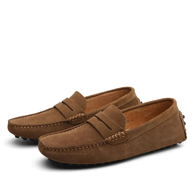 Men's Suede Loafers - Chic Brown Slip-On Shoes for Versatile Everyday Style