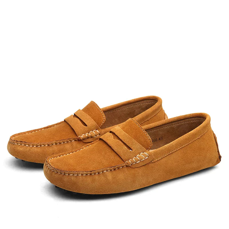 Men's Suede Loafers - Chic Brown Slip-On Shoes for Versatile Everyday Style