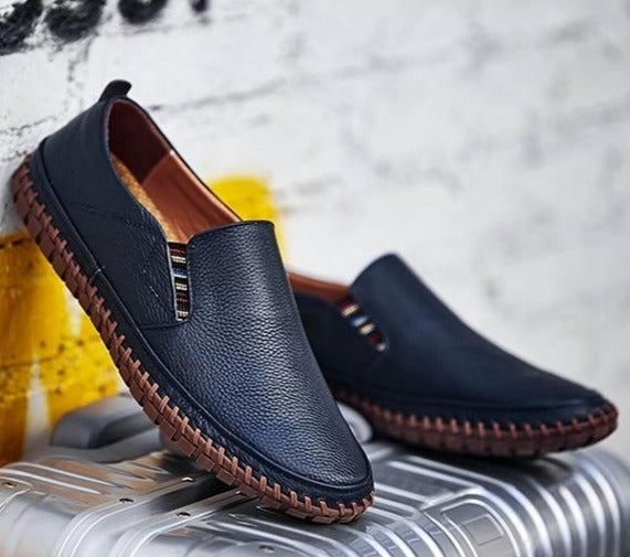 Men's Vegan Leather Loafers - Stylish Brown Comfort Shoes for Everyday Wear