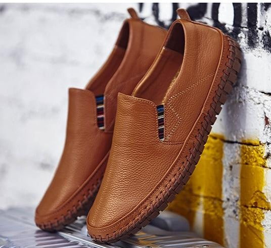 Men's Vegan Leather Loafers - Stylish Brown Comfort Shoes for Everyday Wear