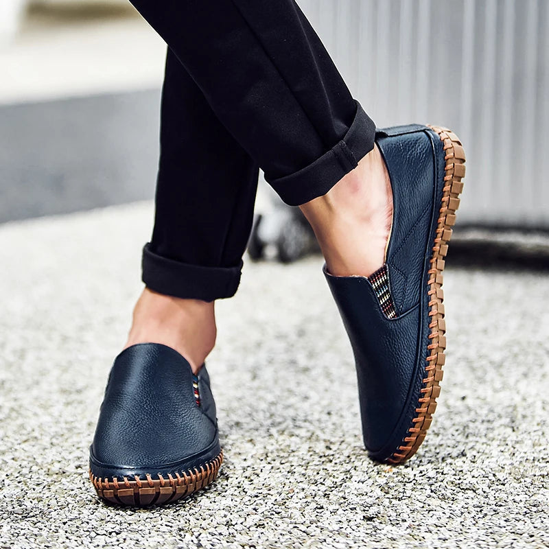 Men's Vegan Leather Loafers - Stylish Brown Loafers for Everyday Comfort and Support