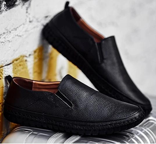 Men's Vegan Leather Loafers - Stylish Brown Loafers for Everyday Comfort and Support