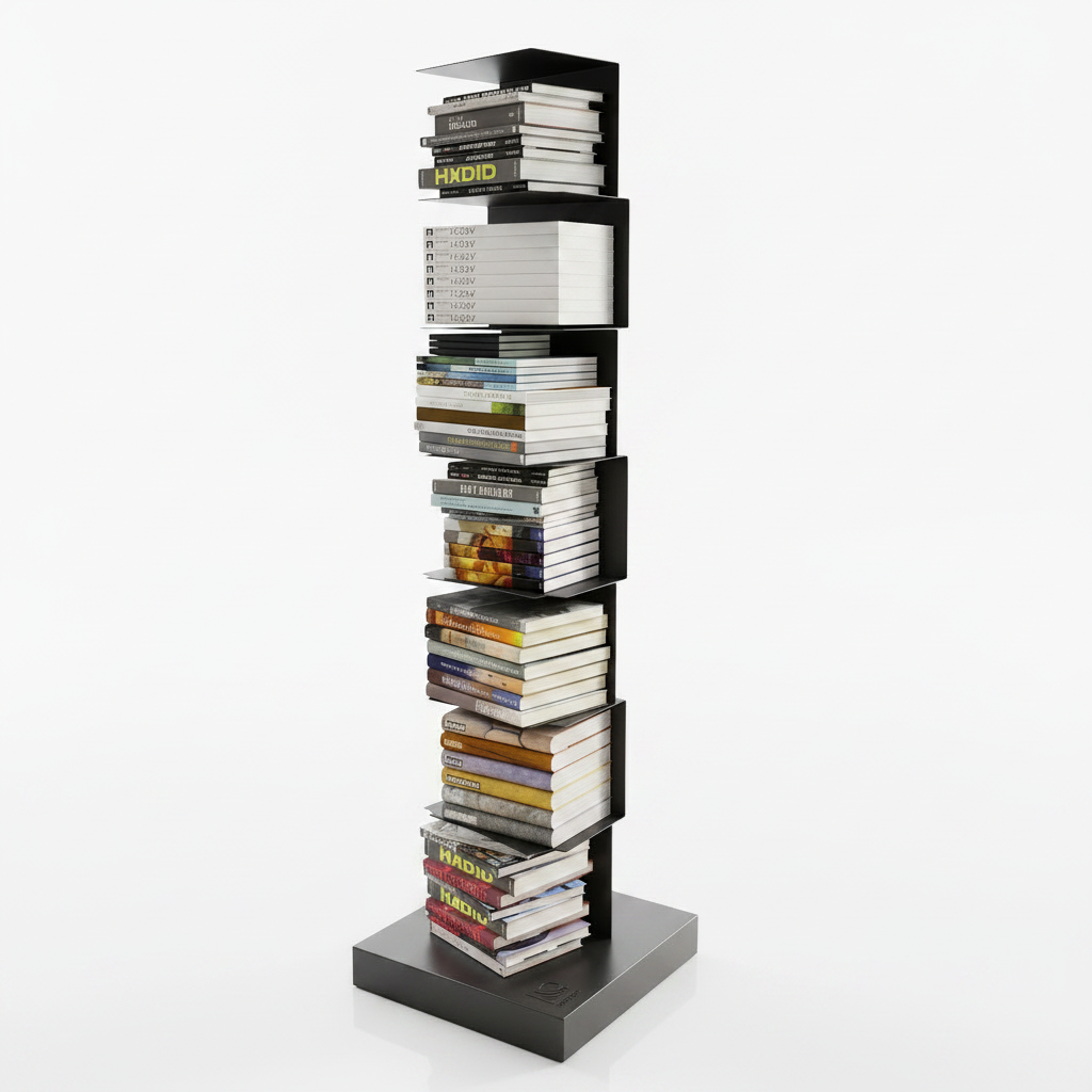 Metal Floating Bookshelf - Space-Saving Vertical Design 1