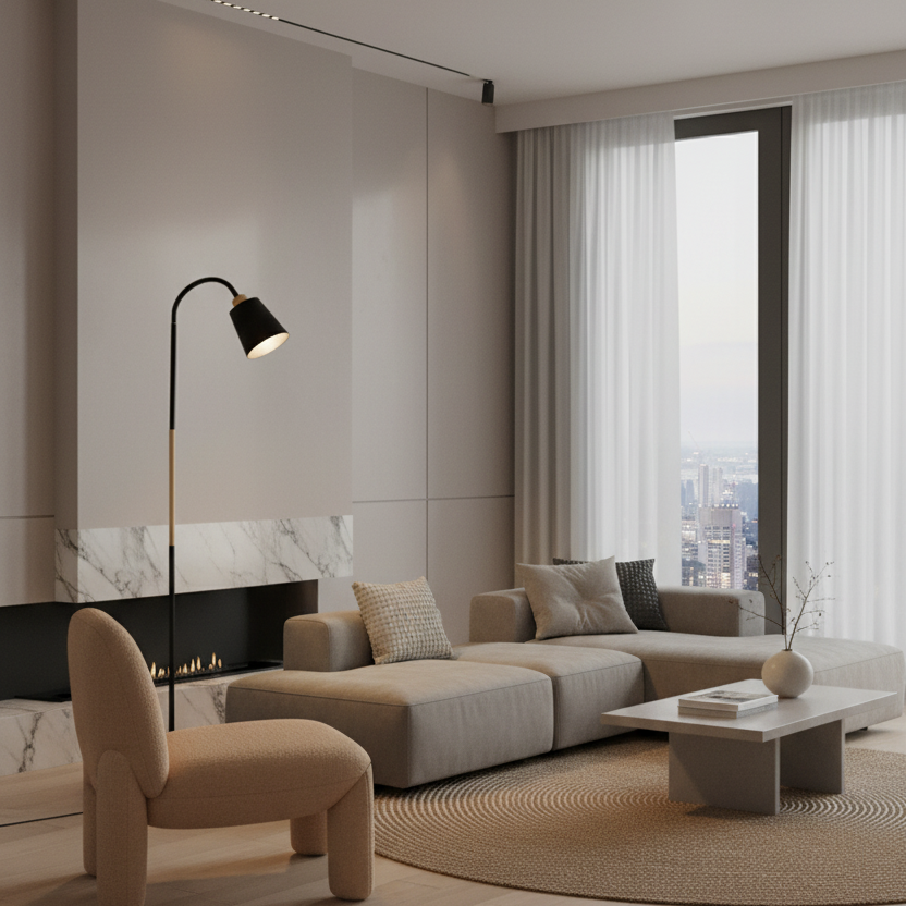 Metal Tapered Floor Lamp - Adjustable Shade 0