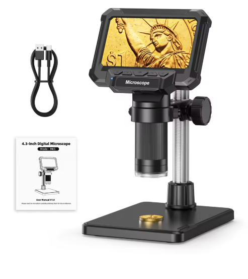 Microscope Numérique Élégant avec Écran IPS de 4,3 Pouces | Grossissement 1600X pour une Exploration Détailée 1
