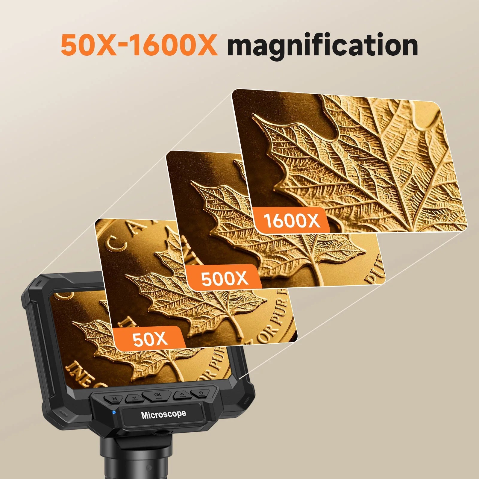 Microscope Numérique Élégant avec Écran IPS de 4,3 Pouces | Grossissement 1600X pour une Exploration Détailée 3