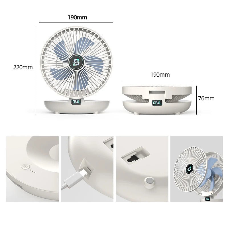 Mini Ventilateur Portable Rechargeable avec 3 Vitesses | Design Compact et Pliable pour Un Confort Optimal 5