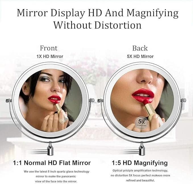 Miroir Cosmétique LED Rechargeable avec Éclairage Ajustable | Design Élégant pour un Maquillage Précis et Luxueux 6