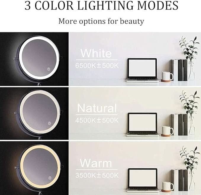 Miroir Cosmétique LED Rechargeable avec Éclairage Ajustable | Design Élégant pour un Maquillage Précis et Luxueux 7