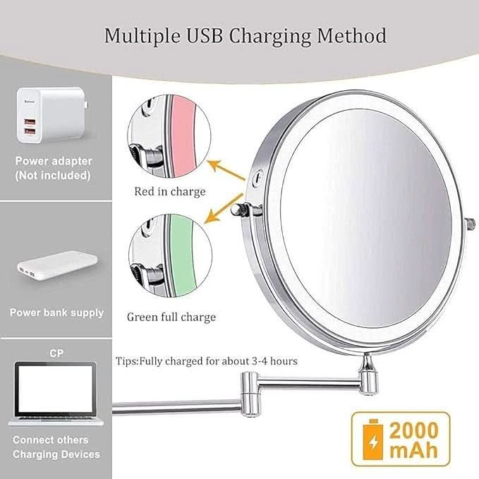 Miroir Cosmétique LED Rechargeable avec Éclairage Ajustable | Design Élégant pour un Maquillage Précis et Luxueux 8